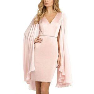 Mac Duggal Soft Pink Midi Cape Dress